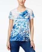 Jm Collection Embellished Blouse, Floral Print