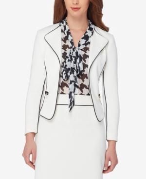 Tahari Asl Faux-leather-trim Blazer