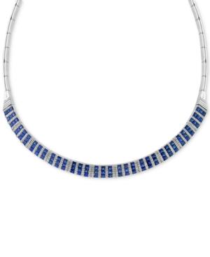Effy Final Call Sapphire (9-3/8 Ct. T.w.) And Diamond (1-1/4 Ct. T.w.) Collar Necklace In 14k White Gold