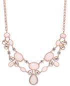 Inc International Concepts Rose Gold-tone Pave And Pink Stone Necklace, Only At Macy's