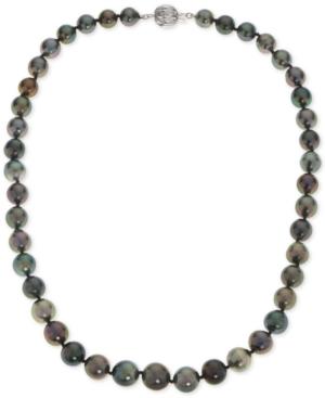 Cultured Black Tahitian Pearl (8-10mm) Statement Necklace In 14k White Gold
