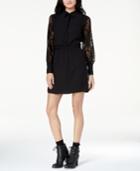 Maison Jules Lace-contrast Fit & Flare Shirtdress, Created For Macy's