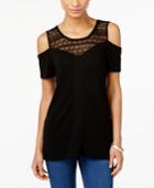 Style & Co. Cold-shoulder Lace-yoke Top, Only At Macy's