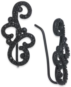Inc International Concepts Black-tone Jet Pave Cuff Earrings, Created For Macy's