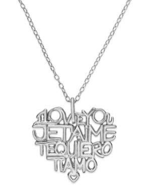 Giani Bernini Multi-language Heart Pendant Necklace In Sterling Silver