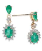 Emerald (1-1/2 Ct. T.w.) & Diamond (1/3 Ct. T.w.) Drop Earrings In 14k Gold