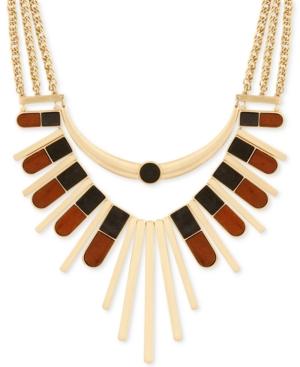 Lucky Brand Gold-tone & Wood Statement Necklace, 16 + 2 Extender