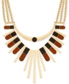 Lucky Brand Gold-tone & Wood Statement Necklace, 16 + 2 Extender