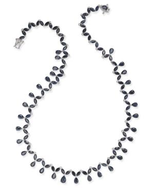 Black Sapphire (42 Ct. T.w.) & White Topaz (1/10 Ct. T.w.) Statement Necklace In Sterling Silver