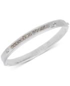 Anne Klein Silver-tone Crystal Accented Hinged Bangle Bracelet
