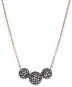 Inc International Concepts Two-tone Jet Pave Triple-ball Pendant Necklace, Created For Macy's