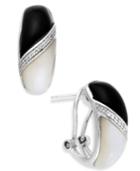 Onyx (3-1/4 Ct. T.w.), Mother Of Pearl (3 Ct. T.w.) And Diamond Accent Earrings In Sterling Silver