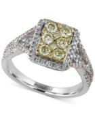 Canare By Effy Diamond Tri-color Ring (1 Ct. T.w.) In 14k White, Yellow And Rose Gold