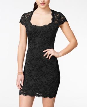 Jump Juniors' Cap-sleeve Lace Sheath Dress