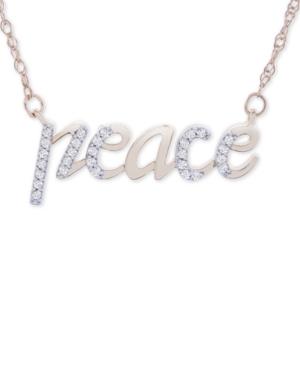 Wrapped Diamond Peace 17 Pendant Necklace (1/10 Ct. T.w.) In 14k Gold, Created For Macy's