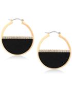 Guess Gold-tone Pave & Jet Glitter Hoop Earrings