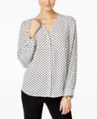 Inc International Concepts Printed Split-neck Blouse, Only At Macy's