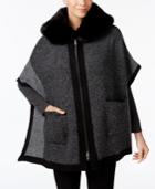 Steve Madden Zip-front Faux-fur Hooded Poncho