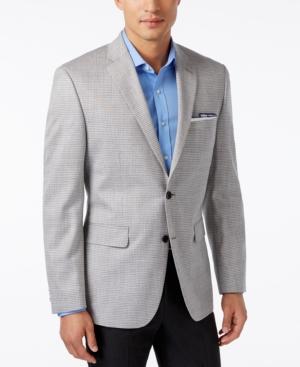 Vince Camuto Men's Slim-fit Grey And Tan Box-check Sport Coat