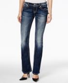 Miss Me Fleur-de-lis Embellished Bootcut Dark Blue Wash Jeans