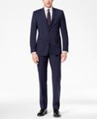 Calvin Klein Men's Slim-fit Stretch Navy/charcoal Mini-windowpane Suit