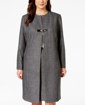 Calvin Klein Plus Size Snap-buckle Tweed Jacket