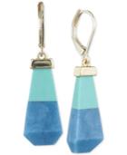 Anne Klein Gold-tone Blue Stone Drop Earrings