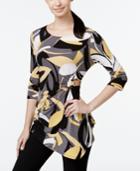 Alfani Asymmetrical Hardware Printed Top, Only At Macy's