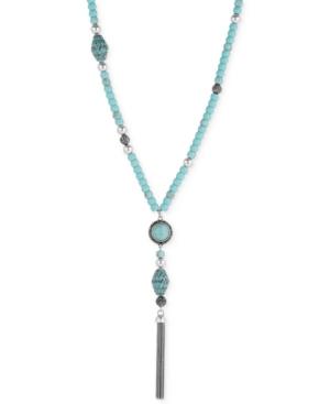 Lucky Brand Bead And Tassel Lariat Necklace