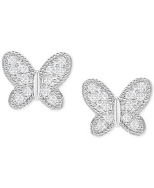Swarovski Silver-tone Pave Butterfly Stud Earrings