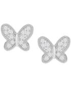 Swarovski Silver-tone Pave Butterfly Stud Earrings