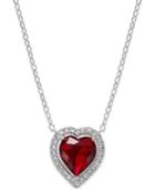 Danori Silver-tone Red Crystal Heart Necklace, Only At Macy's