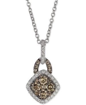 Le Vian Chocolatier White And Chocolate Diamond Pendant Necklace (3/8 Ct. T.w.) In 14k White Gold