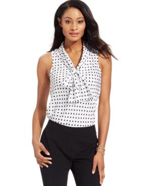 Nine West Tie-neck Polka-dot-printed Top