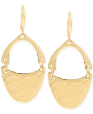 Robert Lee Morris Soho Gold-tone Hammered Oval Drop Earrings