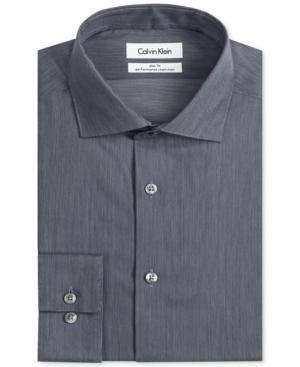 Calvin Klein Steel Slim-fit Non-iron Performance Hairline Stripe Dress Shirt