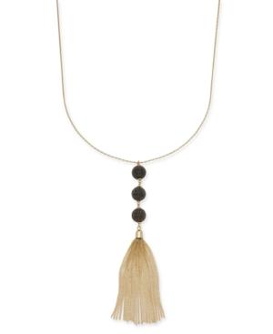 Inc International Concepts Two-tone Triple-ball & Chain Tassel Pendant Necklace, Created For Macy's
