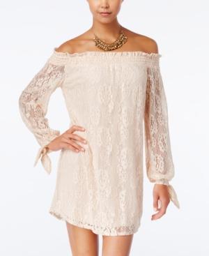 City Studios Juniors' Off-the-shoulder Lace Shift Dress