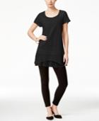Style & Co. Petite Lace Handkerchief-hem Top, Only At Macy's