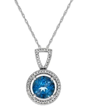 Blue Topaz (1-3/8 Ct. T.w.) And Diamond ( 1/10 Ct. T.w.) Necklace In Sterling Silver
