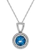 Blue Topaz (1-3/8 Ct. T.w.) And Diamond ( 1/10 Ct. T.w.) Necklace In Sterling Silver