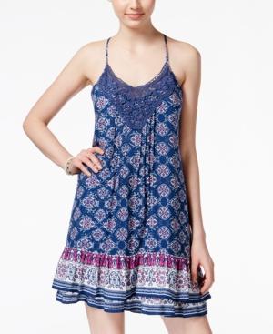 American Rag Printed Crochet-trim Slip Dress, Only At Macy's