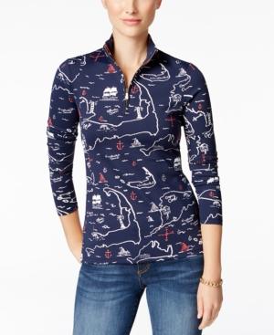 Charter Club Map-print Mock-neck Top, Only At Macy's