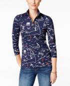 Charter Club Map-print Mock-neck Top, Only At Macy's