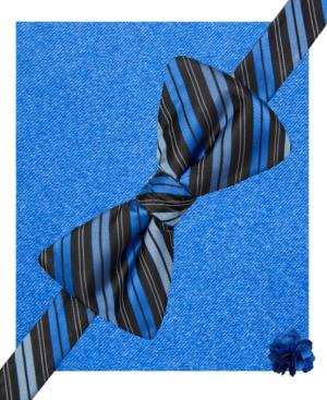 Alfani Spectrum Gable Stripe Pre-tied Bow Tie, Pocket Square And Daisy Lapel Pin Set, Only At Macy's