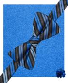 Alfani Spectrum Gable Stripe Pre-tied Bow Tie, Pocket Square And Daisy Lapel Pin Set, Only At Macy's