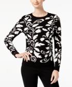 Charter Club Scroll-print Sweater, Created For Macy's