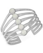 Lucky Brand Silver-tone White Stone Multi-row Cuff Bracelet