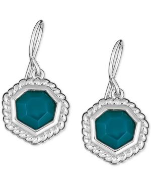 Green Agate Drop Earrings In Sterling Silver