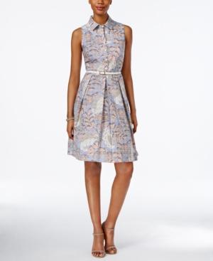 Nine West Pleated Fit & Flare Shirtdress
